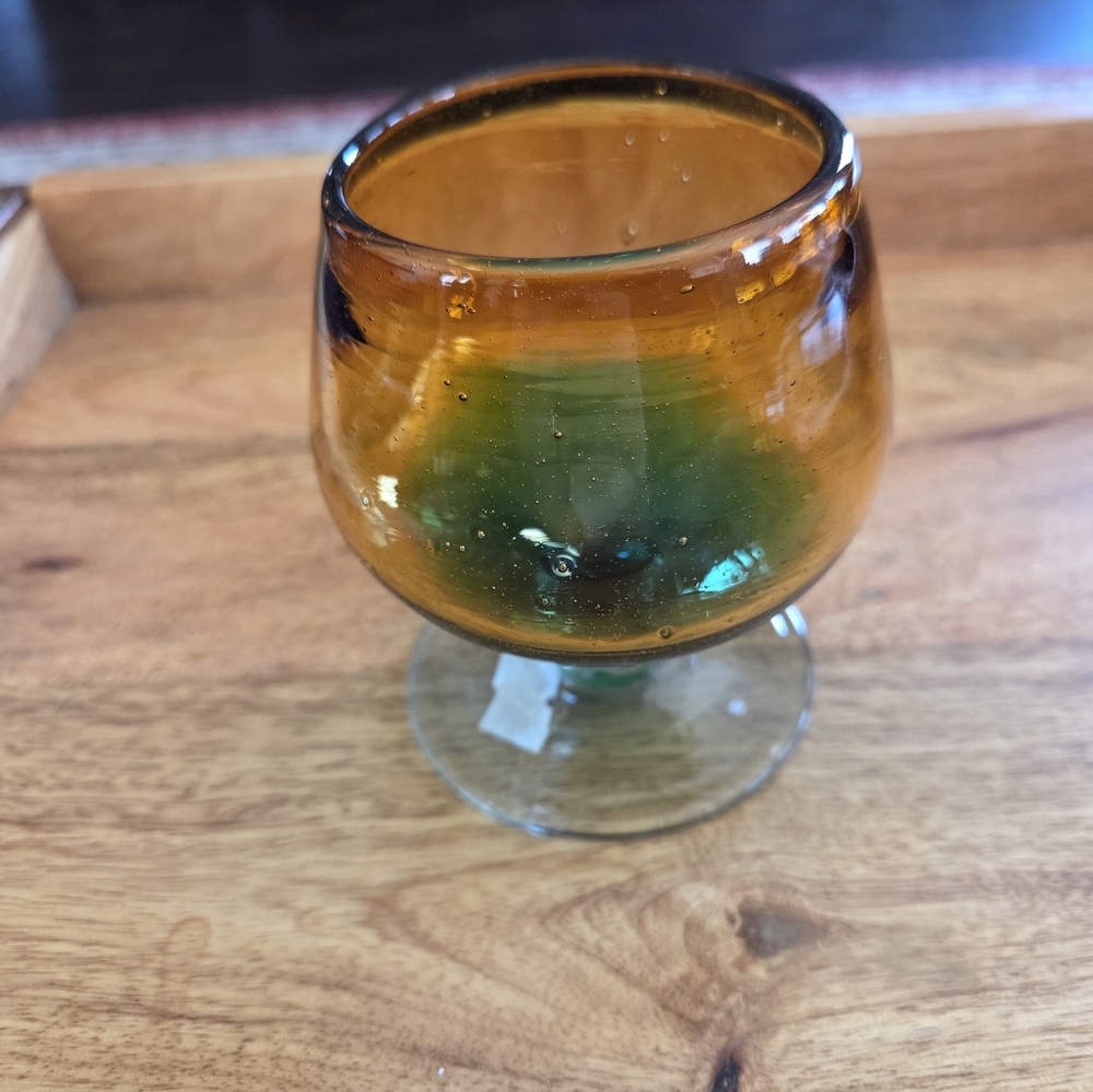 Really Beautiful Ombre Recycled Glass Brandy Snifter Made In Mexico